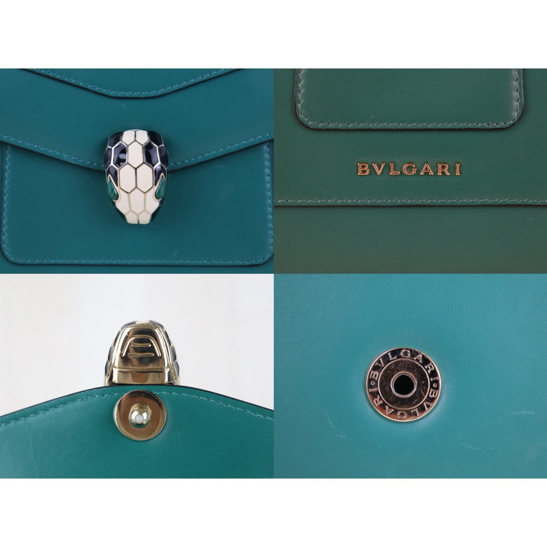 Include Entrupy Certificate of Authenticity｜Good ( Rank AB) ｜Bvlgari Calf Leather Serpenti Forever Top in Emerald Green Hand Bag With Shoulder Strap ｜S26090719