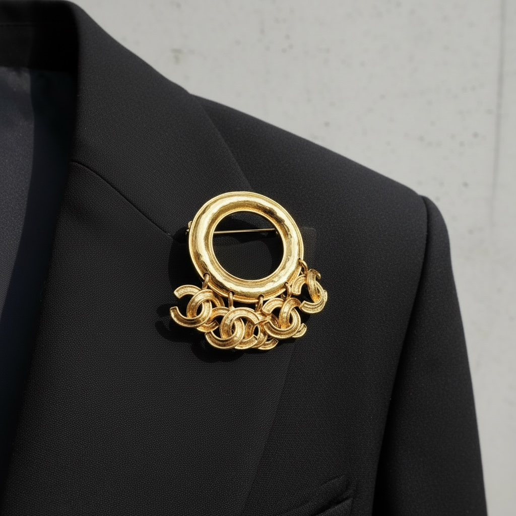 Include Authentic Detective Certificate of Authenticity｜Very Good ( Rank A)｜ CHANEL 94P Vintage Coco Mark Tassel Brooch ｜Y26040712