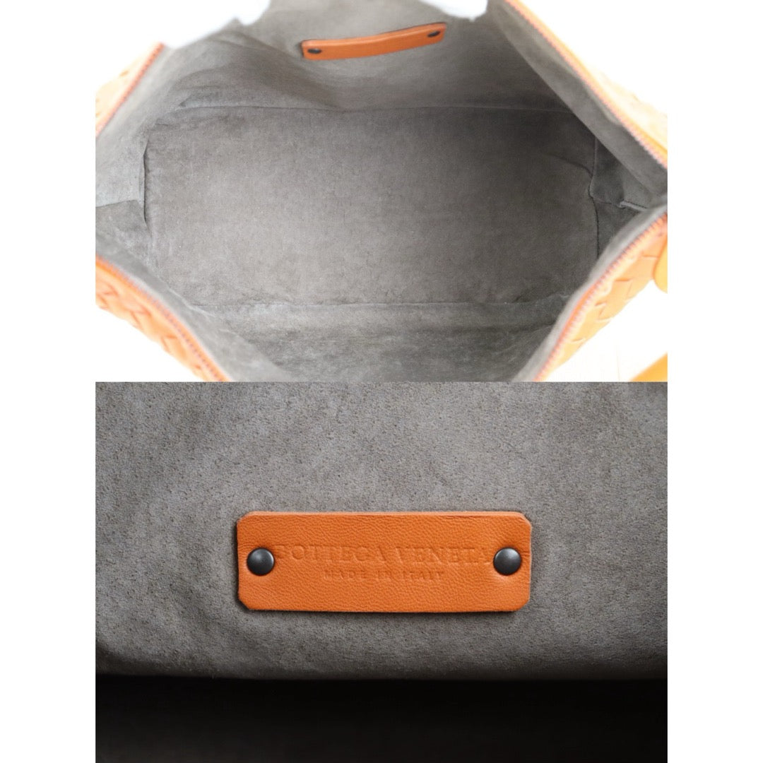 Include Entrupy Certificate of Authenticity｜Very Good ( Rank A)｜ Bottega Veneta Lamb Skin  Braid Shoulder Bag Orange｜S26053009
