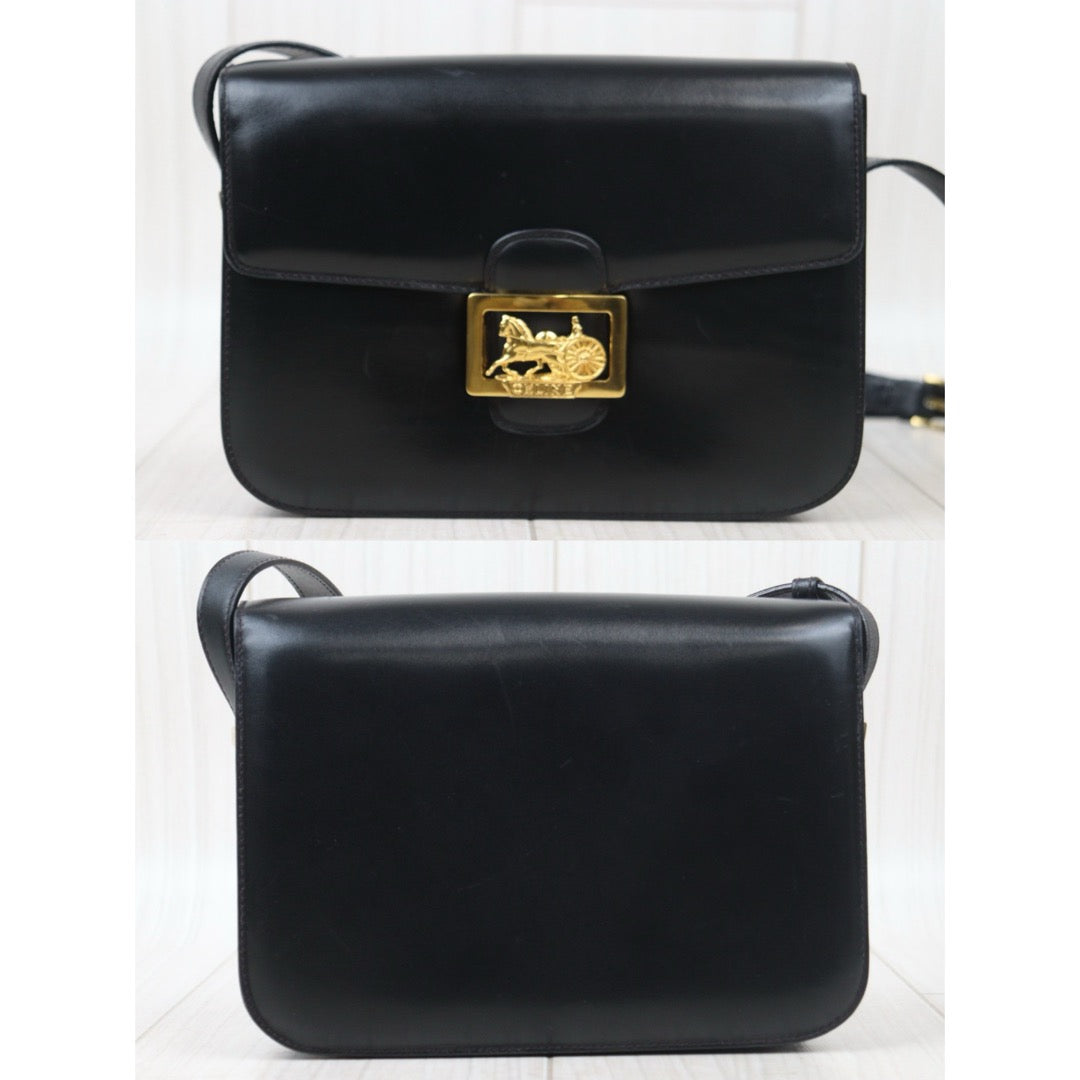 Good ( Rank AB) ｜CELINE Vintage Carriage Box Calf Black Shoulder Bag｜24100707