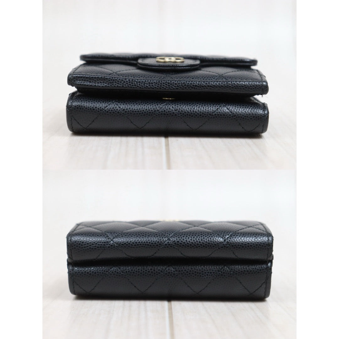 Very Good ( Rank A)｜Full Set Chanel Caviar Skin Black Wallet Made In 2022-2023 Year ｜26022006