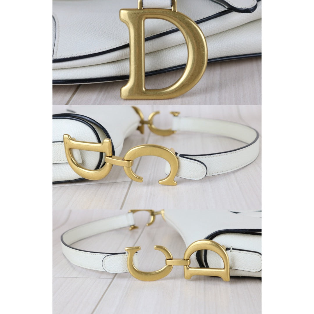 Very Good ( Rank A)｜Dior Trotter Saddle Shoulder Bag Medium White Current Model｜S25091009