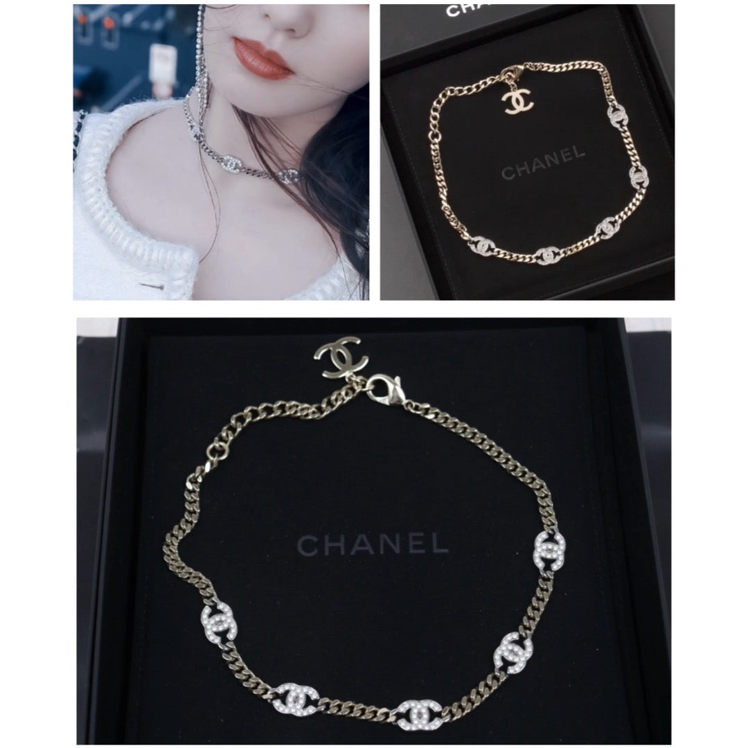 Very Good ( Rank A) ｜CHANEL COCO Mark Rhinestone Chocker Necklace｜V25060515