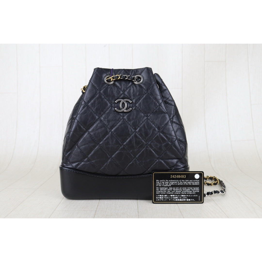 Include Entrupy Certificate of Authenticity｜Very Good ( Rank A)｜ CHANEL Gabrielle Calfskin Chain Backpack Black Made In 2017-2018Year｜S26072548