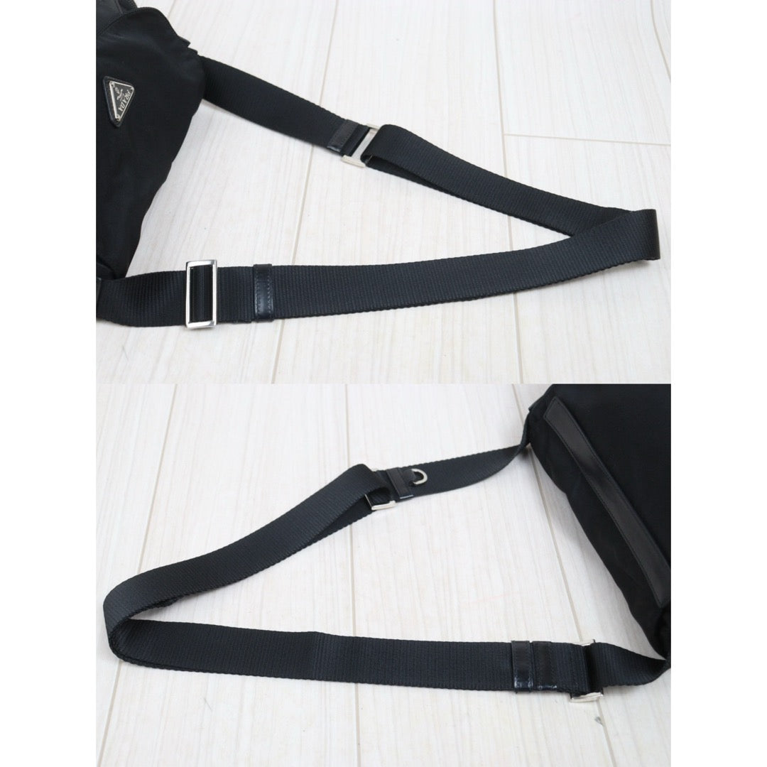 Good ( Rank AB) ｜Prada  Nylon Shoulder Bag  Black PM Silver Hardware｜26021604