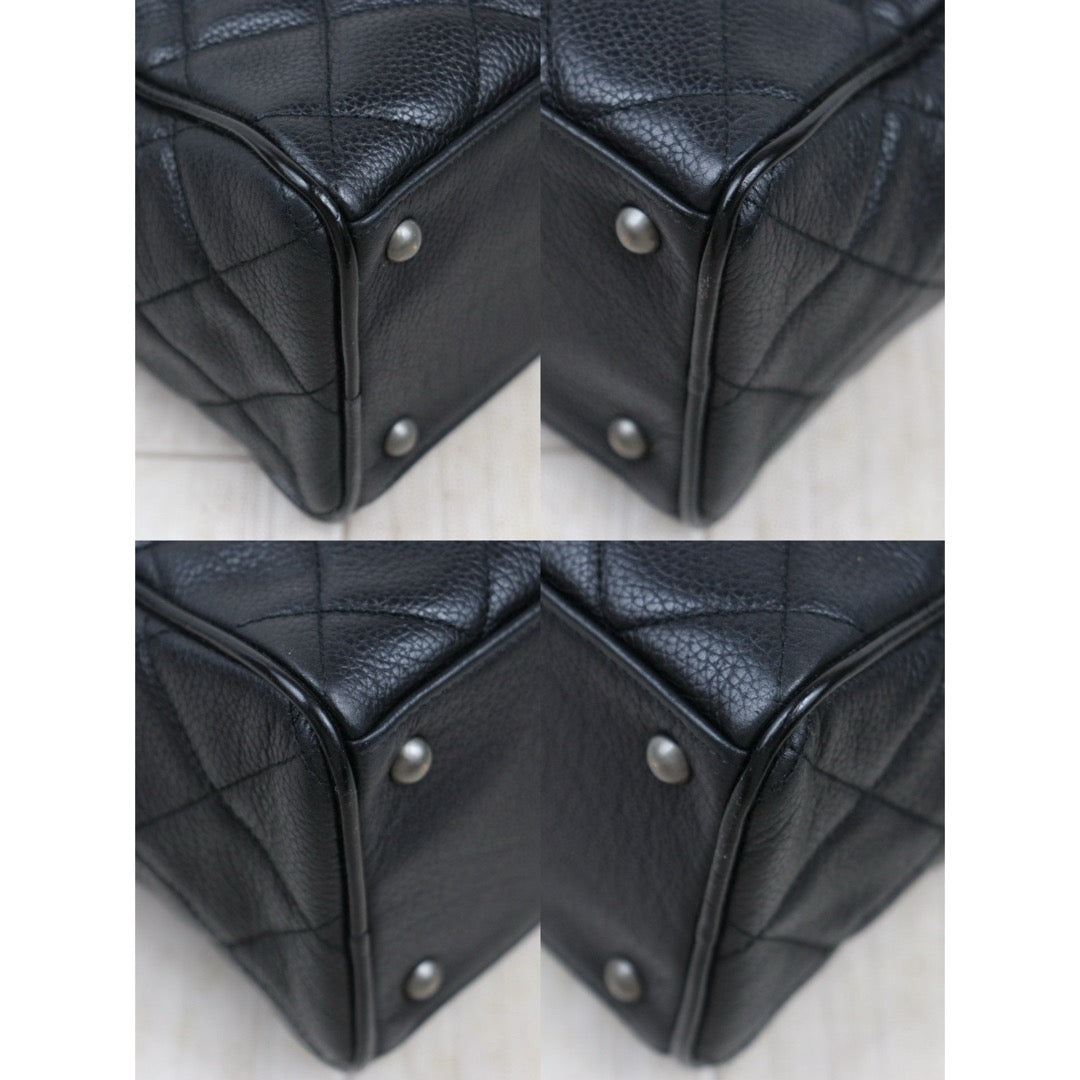 Very Good ( Rank A)｜ CHANEL Caviar Skin Calf Leather Bowling Hand Bag Black Made In 2000～2002Year｜25052101