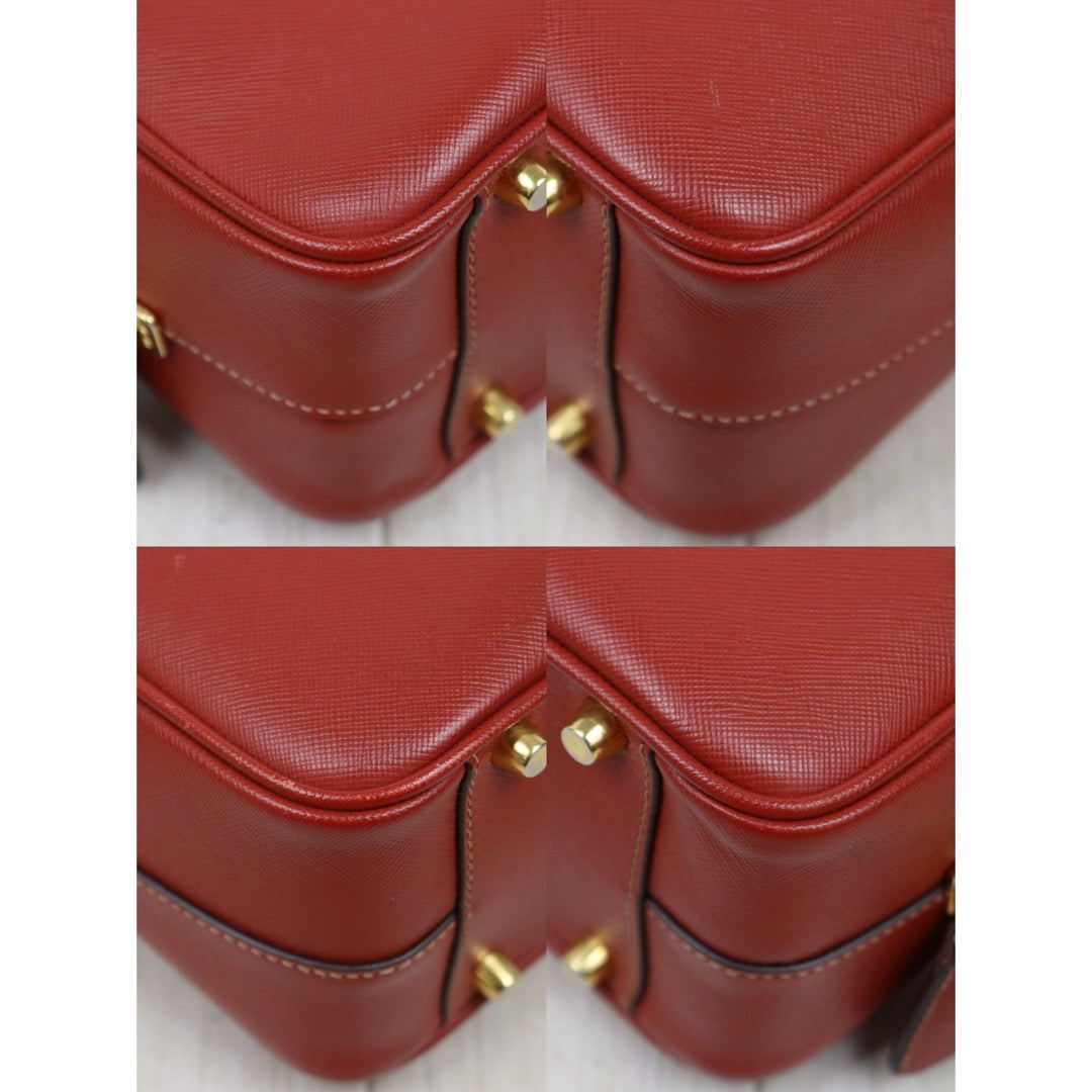 Good ( Rank AB)｜Prada Leather Saffiano Briefcase Plume Handbag Red｜W25102111