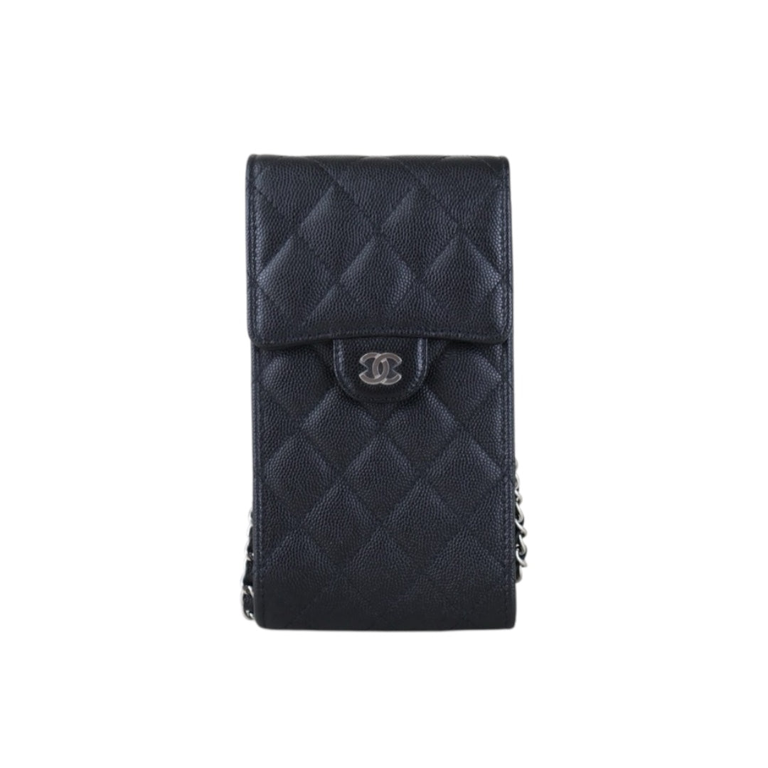 Include Entrupy Certificate of Authenticity｜Very Good（Rank A）｜CHANEL Caviar Skin  Flap Phone Holder Chain Shoulder Bag Black Made In 2021-2022 Year ｜S26090742