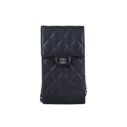 Include Entrupy Certificate of Authenticity｜Very Good（Rank A）｜CHANEL Caviar Skin  Flap Phone Holder Chain Shoulder Bag Black Made In 2021-2022 Year ｜S26090742
