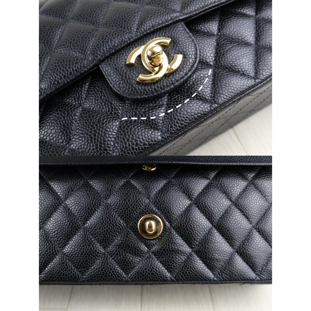 Very Good ( Rank A)｜ CHANEL Caviar Skin Matrasse Double Flap 25 Shoulder Bag Black Made In 2010-2011 Year｜S25032101