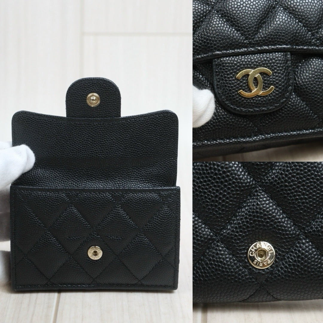 Include Entrupy Certificate of Authenticity｜Very Good ( Rank A)｜ Chanel Caviar Skin Black Wallet IC Chips Model ｜26082004