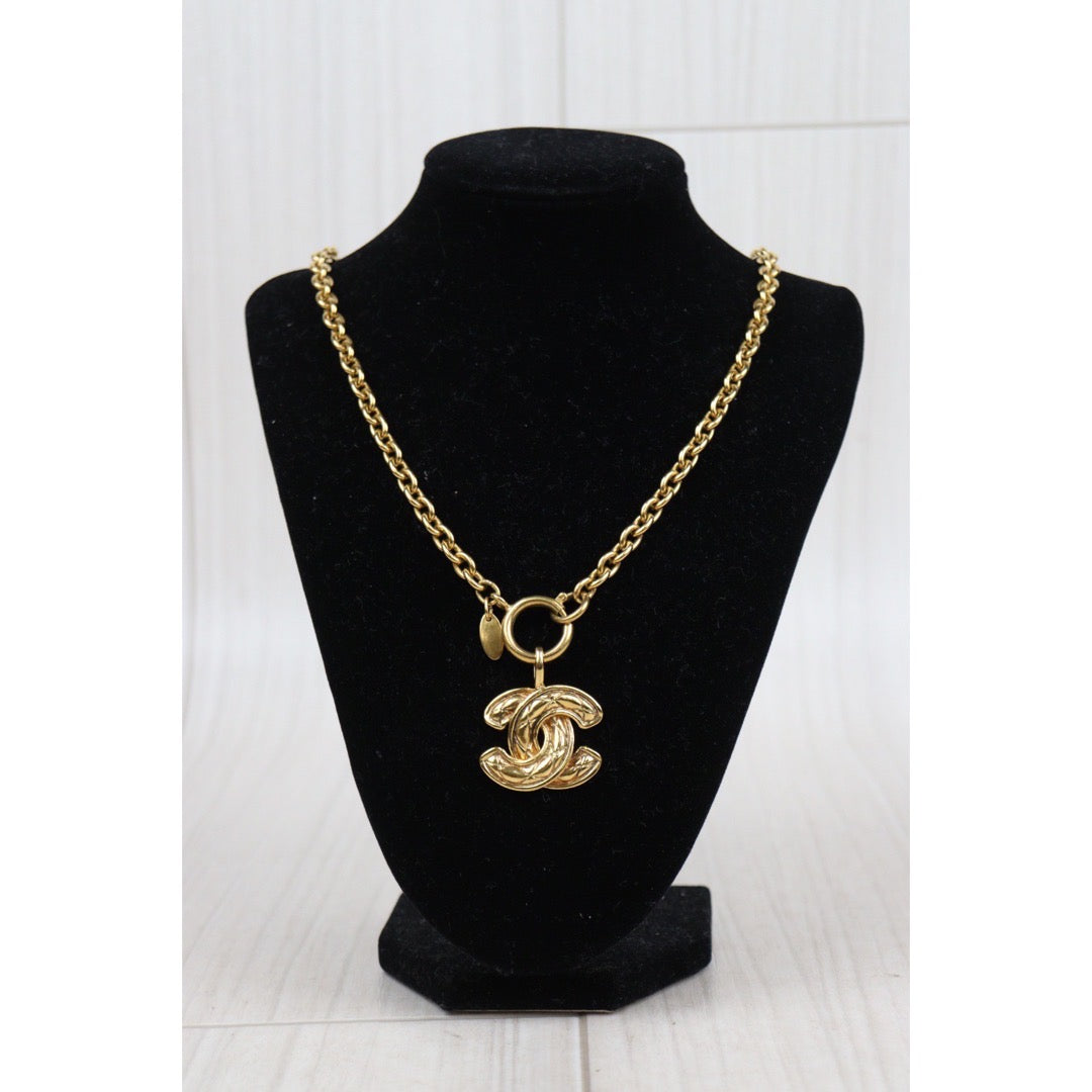 Rank A ｜ CHANEL Coco Mark 24K Gold Plated Necklace｜24011223