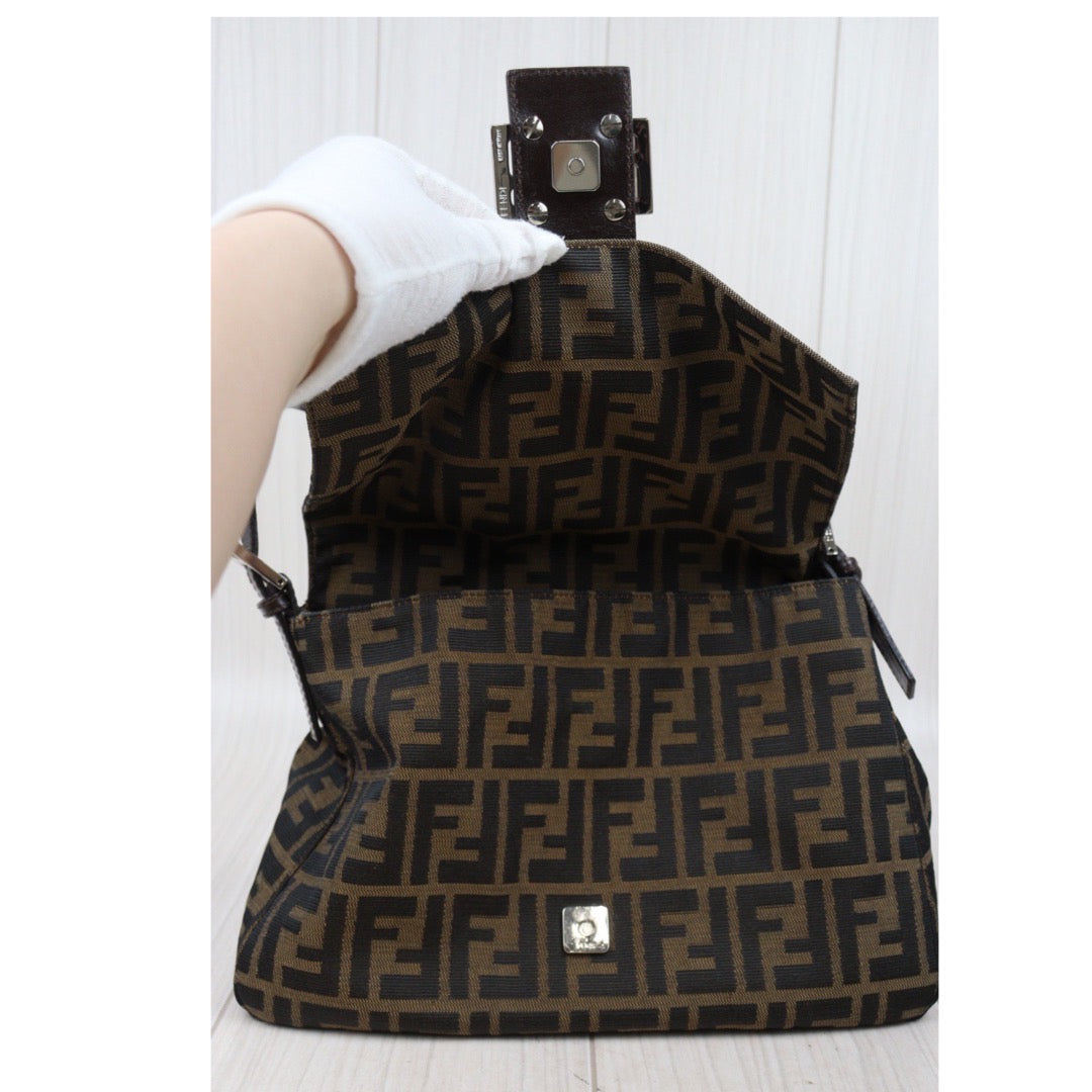 Rank A｜ FENDI Zucca Mamma Baguette Shoulder Bag ｜24041104