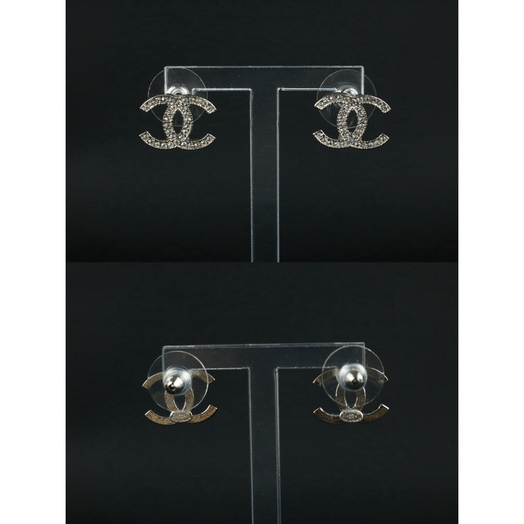 Include Authentic Detective Certificate of Authenticity｜Very Good ( Rank A)｜ CHANEL A14V COCO Mark Rhinestone Earrings Made In 2014Year｜S26050712