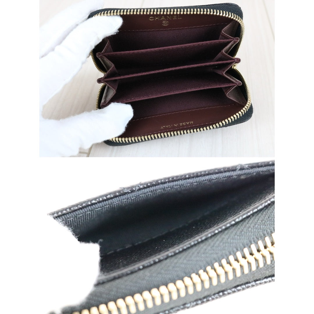 Very Good ( Rank A) ｜CHANEL Caviar Skin Calf Leather Coin Purse Black Made In 2018~2019 Year｜S25063003