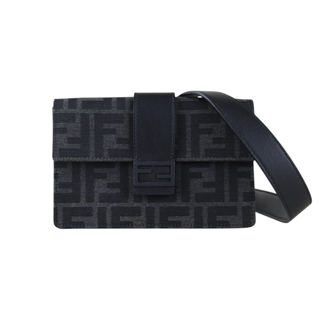 Include Entrupy Certificate of Authenticity｜Very Good ( Rank A)｜ FENDI Marsupio Baguette Bumbag Shoulder Bag  Black｜S26090709