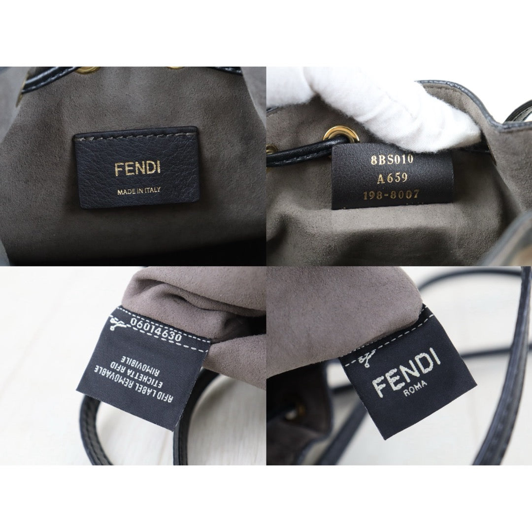 Include Entrupy Certificate of Authenticity｜Very Good ( Rank A)｜ FENDI Zucca Calf Leather Mini Mon Tresor Bucket bag Shoulder Bag Brown ｜S26042203