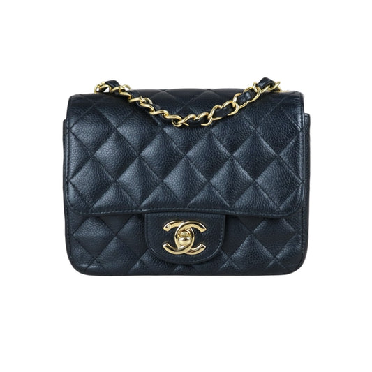 Include Entrupy Certificate of Authenticity｜Good ( Rank AB)｜ CHANEL  Mini Matrasse  Caviar Skin 17 Flap 24k gold plated  Shoulder Bag Made in 2006-2008 Year｜S26031512