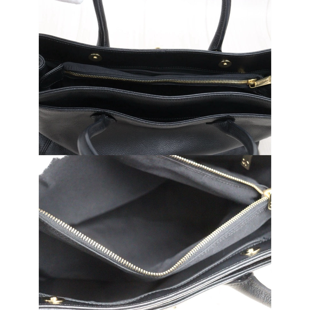 Good ( Rank AB) ｜CHANEL Calf Leather Cerf Tote Shoulder Bag Black Made in 2004-2005Year｜25112502