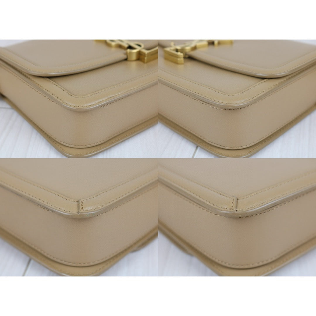Good ( Rank AB)｜  Saint Laurent YSL Solferino Box leather Beige MM Shoulder Bag ｜B25012206
