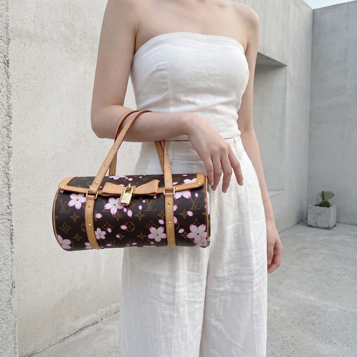 Include Entrupy Certificate of Authenticity｜Good ( Rank AB)｜Louis Vuitton Takashi Murakam Monogram Cherry Blossom Papillon Hand Bag｜Z26091505