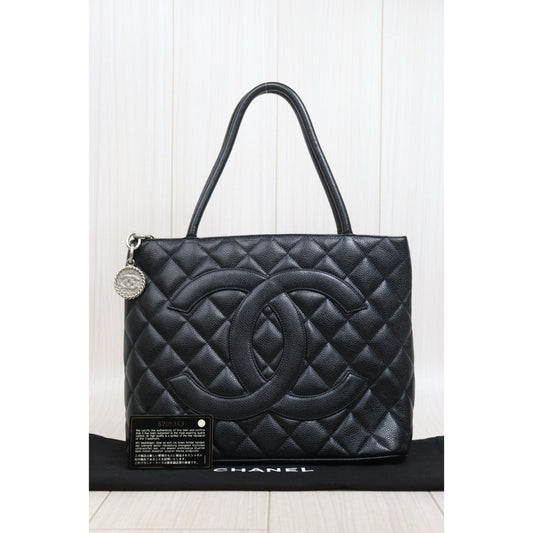 Good ( Rank AB)｜ CHANEL Caviar Skin Calf Leather Tote Bag Black Made In 2000～2002Year｜26022001