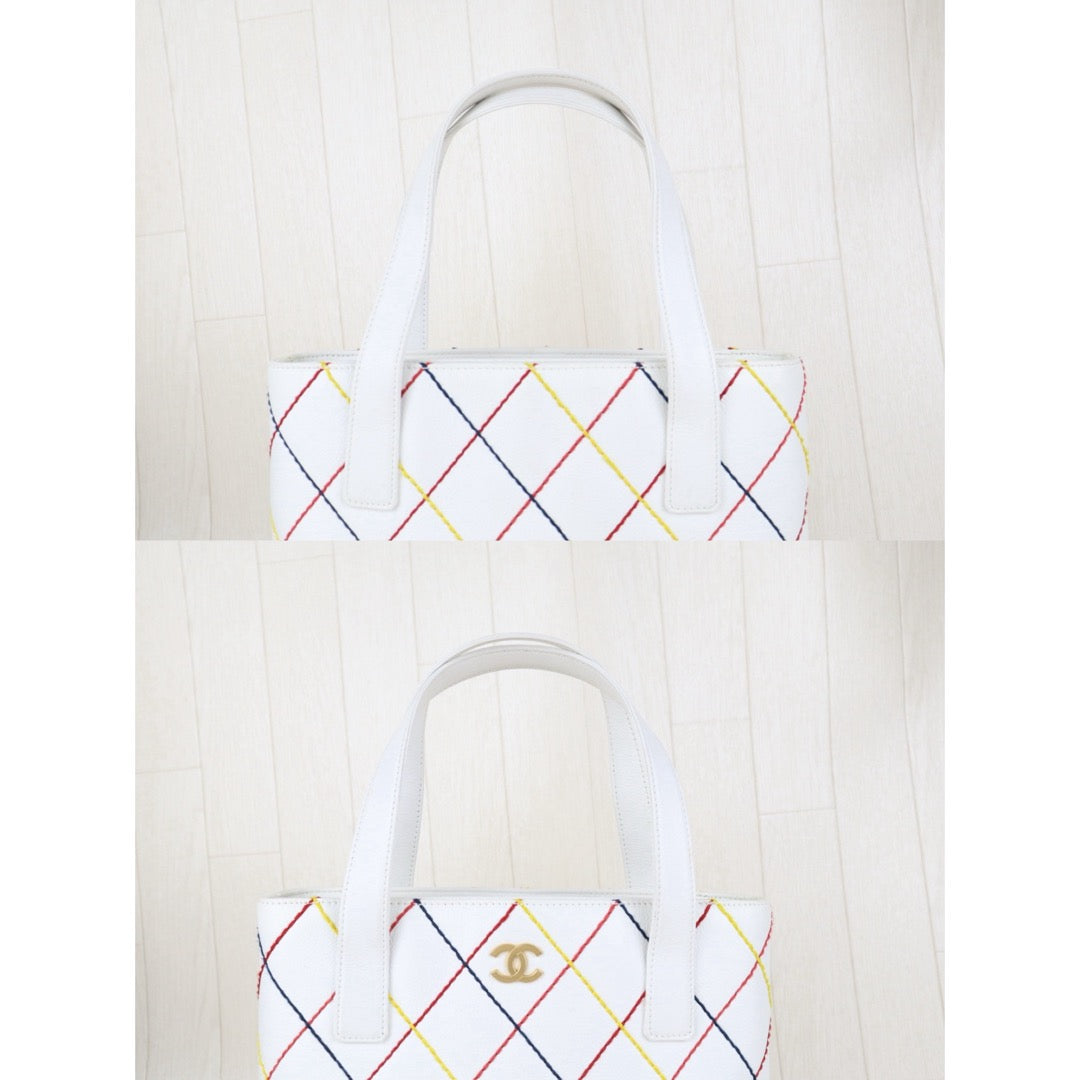 Good ( Rank AB)｜Full Set CHANEL Calf Leather Wild Ditch Hand Bag White Made In 2003～2004Year｜H25090813
