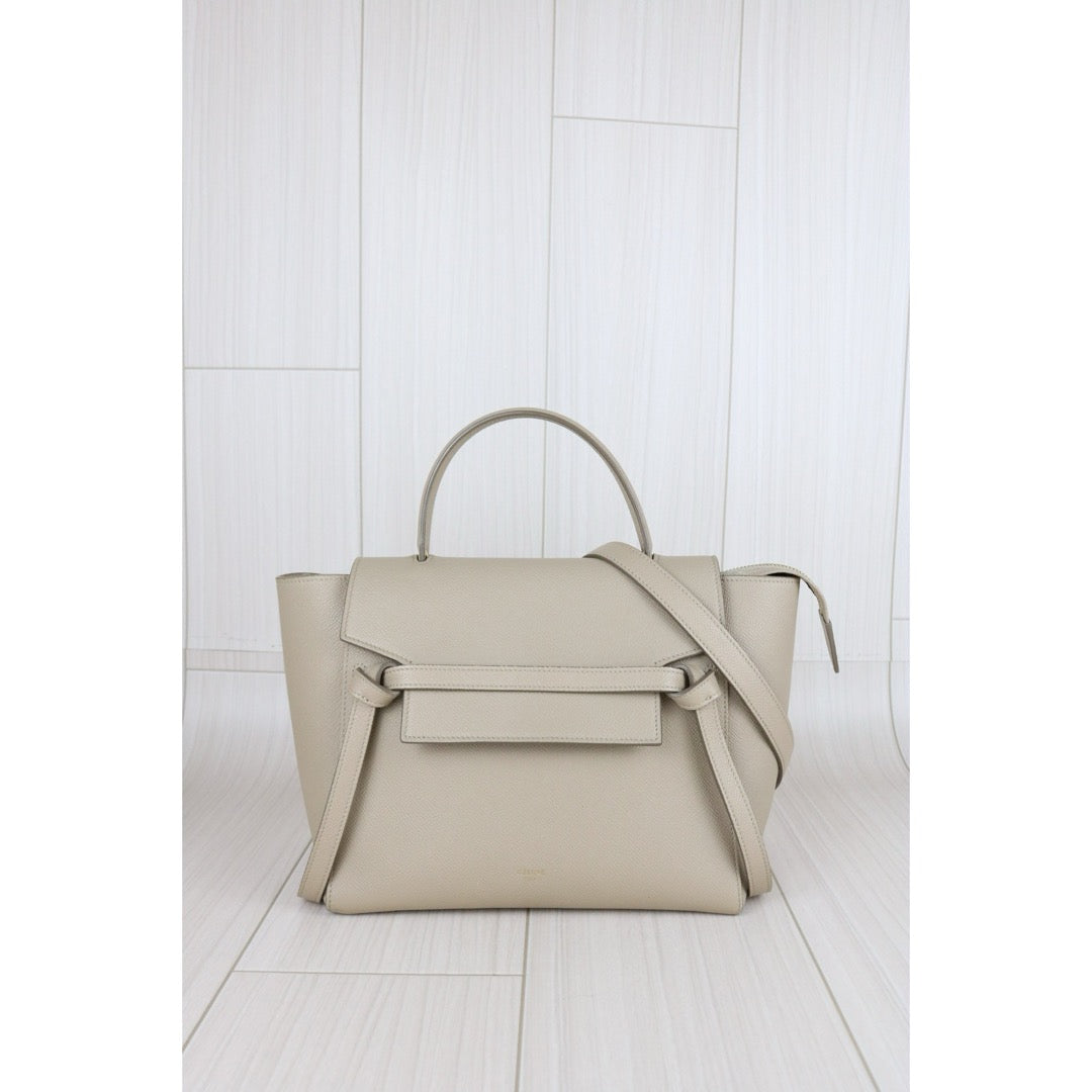 Very Good ( Rank A)｜CELINE Leather Calf Belt Micro Handbag Shoulder Bag Beige｜X25041301
