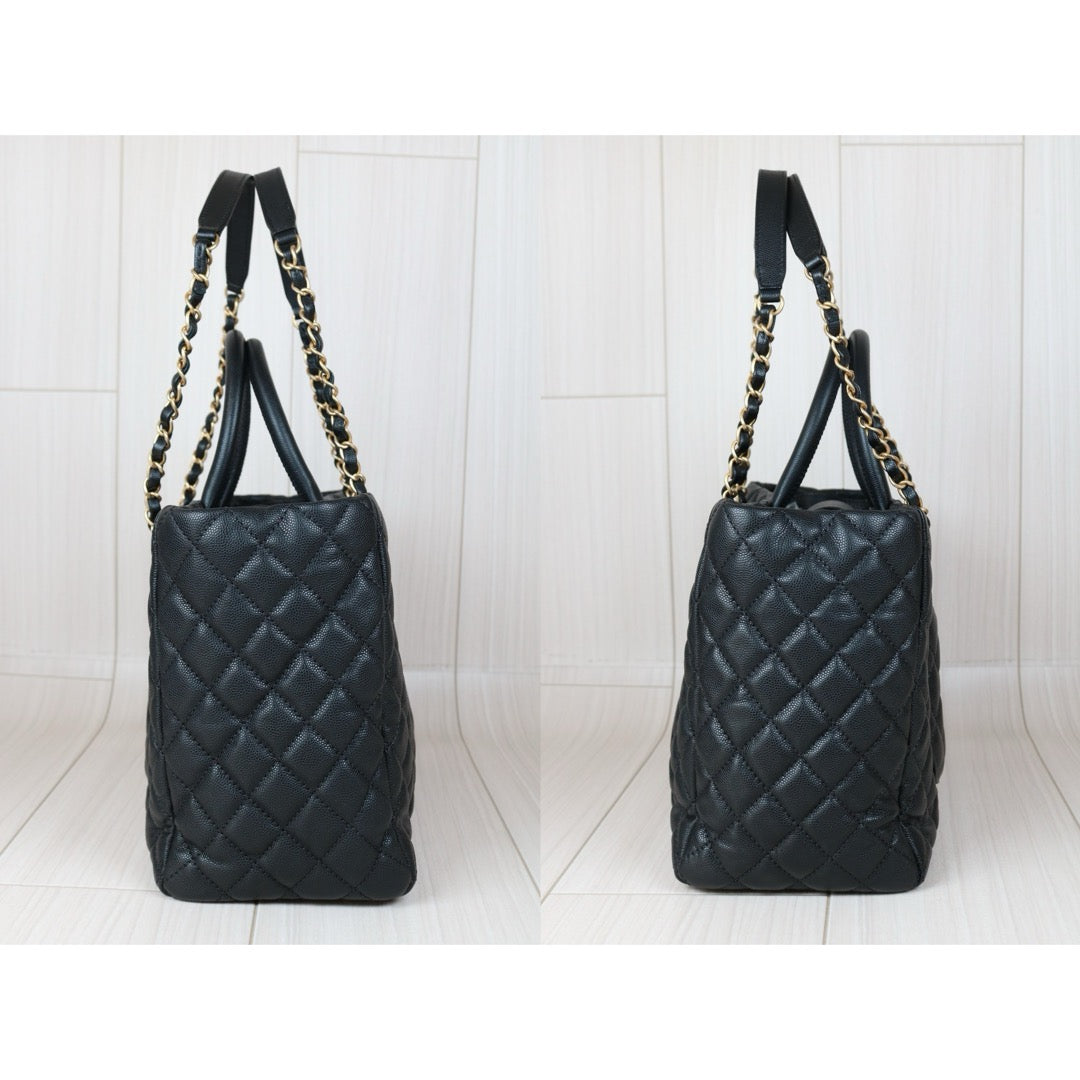 Very Good ( Rank A) ｜ CHANEL Matrasse Chain Tote Bag Caviar Skin Black  Made In 2018-2019 Year｜S24090501