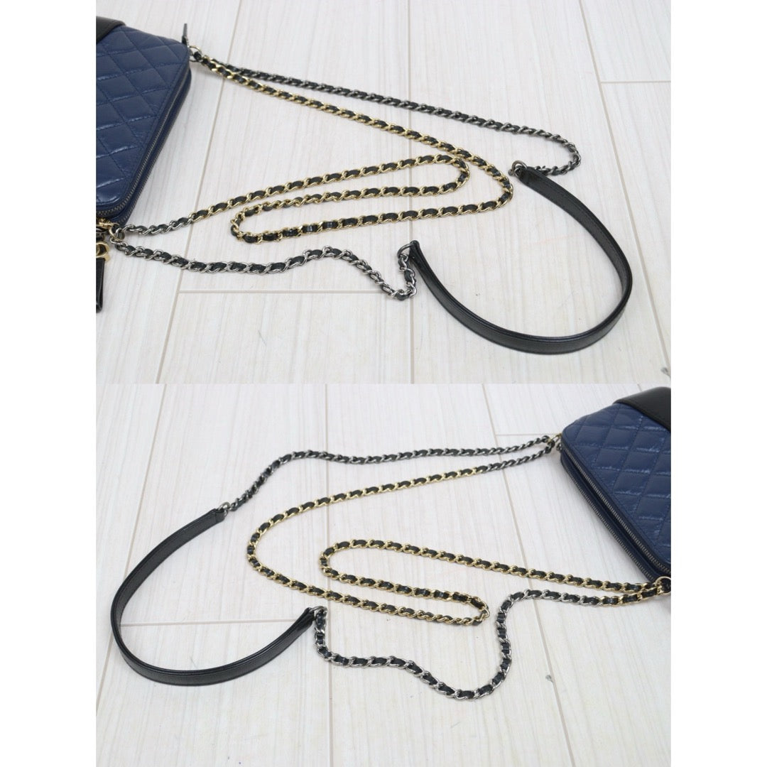 Include Entrupy Certificate of Authenticity｜Very Good ( Rank A)｜CHANEL Mini Gabrielle Aged Calfskin Shoulder Bag Dark Blue Made in 2018Year｜S26060610