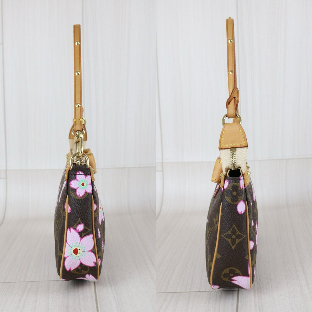 Include Entrupy Certificate of Authenticity｜Very Good ( Rank A) ｜  Louis Vuitton Takashi Murakam Sakura Monogram  Pochette Accessoires Limited edition｜S26031505
