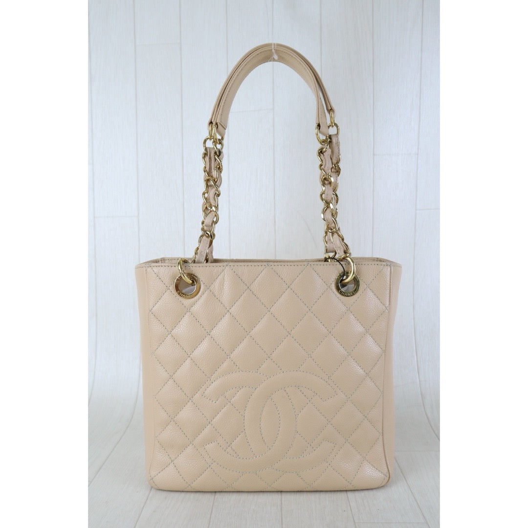 Include Entrupy Certificate of Authenticity｜Good ( Rank AB)｜ CHANEL Matrasse PST Chain Tote Bag Caviar Skin Beige  Made In 2011 Year｜S26090710