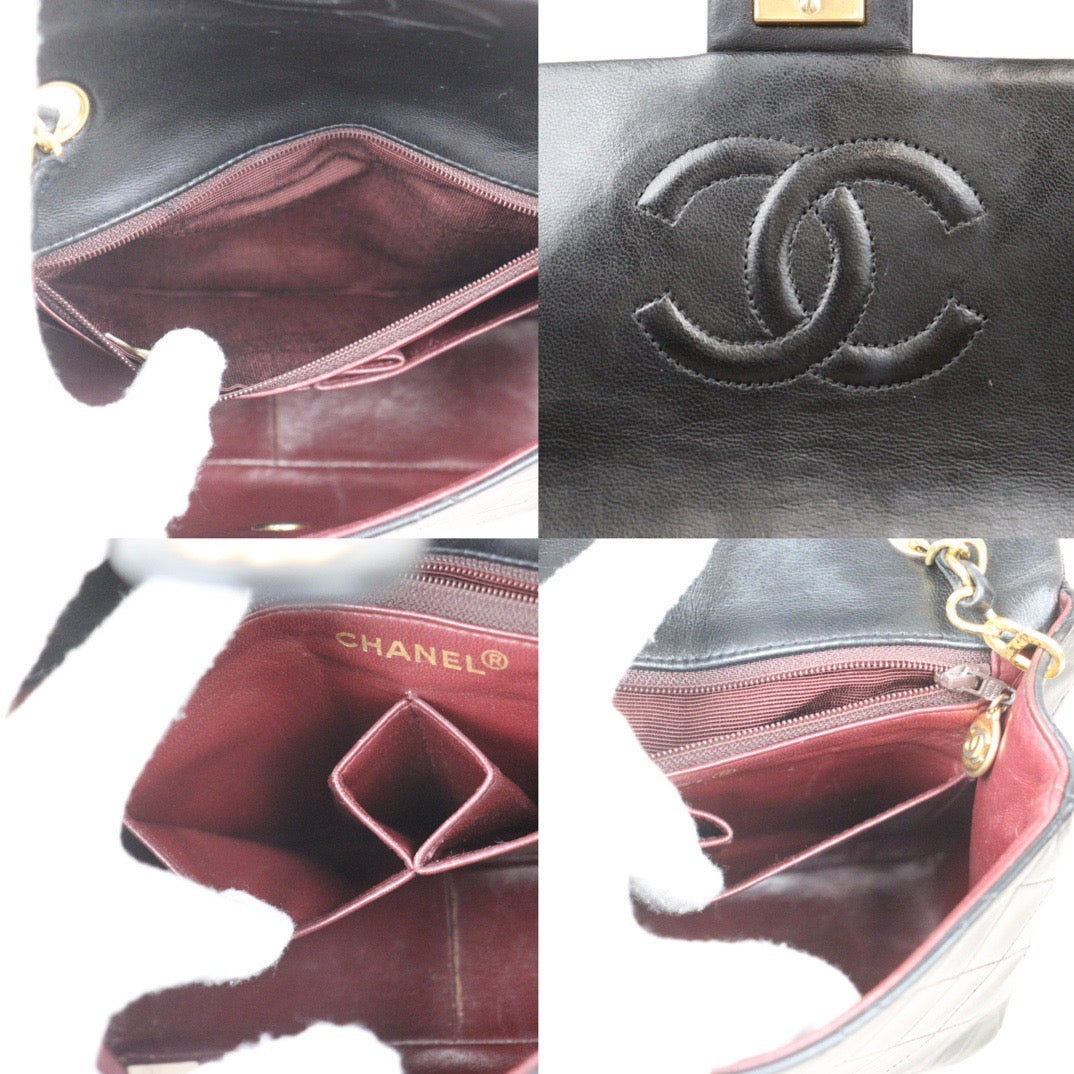 Rank AB｜ CHANEL Black Lanbskin Square 20 Shoulder Bag Made In 1989～1991Year ｜24070510