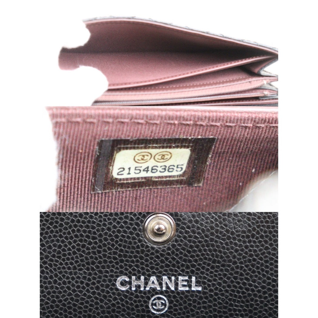 Rank A ｜Chanel Caviar Skin Black Long Wallet Made In 2015-2016 Year｜23112804