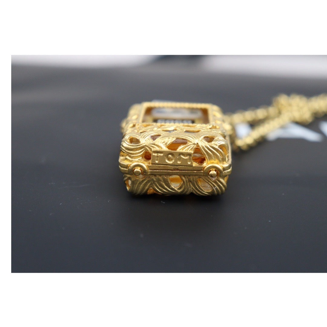 Rank A ｜ CHANEL Vintage Perfume No5 Brass Perfume Necklace  ｜23110705