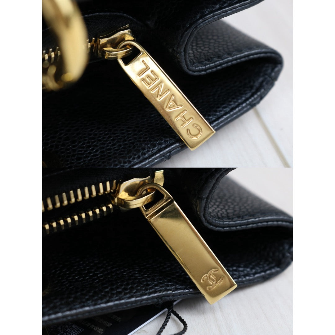 Include Entrupy Certificate of Authenticity｜Very Good ( Rank A) ｜ CHANEL Caviar Skin Matrasse Chain GST Tote Bag  Black  Made In 2009-2010Year｜S26062801