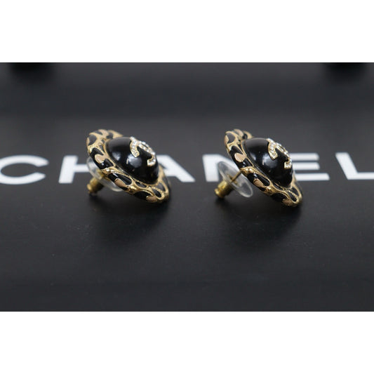 Include Authentic Detective Certificate of Authenticity｜Very Good ( Rank A) ｜ CHANEL A22P Coco Mark  Rhinestone Golden  Earrings Made In 2022Year｜26020604