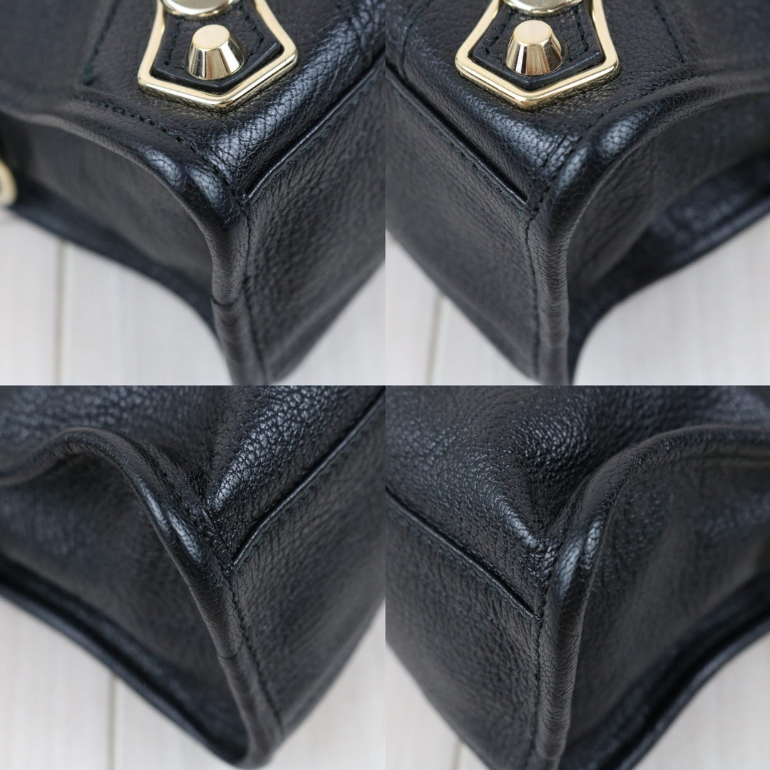 Include Entrupy Certificate of Authenticity｜Very Good ( Rank A)｜Balenciaga Chevre Leather Gaint Classic Metallic Edge City Mini Black HandBag Shoulder Bag ｜X26092111