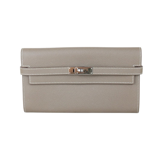 Include Entrupy Certificate of Authenticity｜Good ( Rank AB)｜ HERMES Epsom Kelly Wallet Etoupe Gray X Stamp Made In 2016Year｜X26051704
