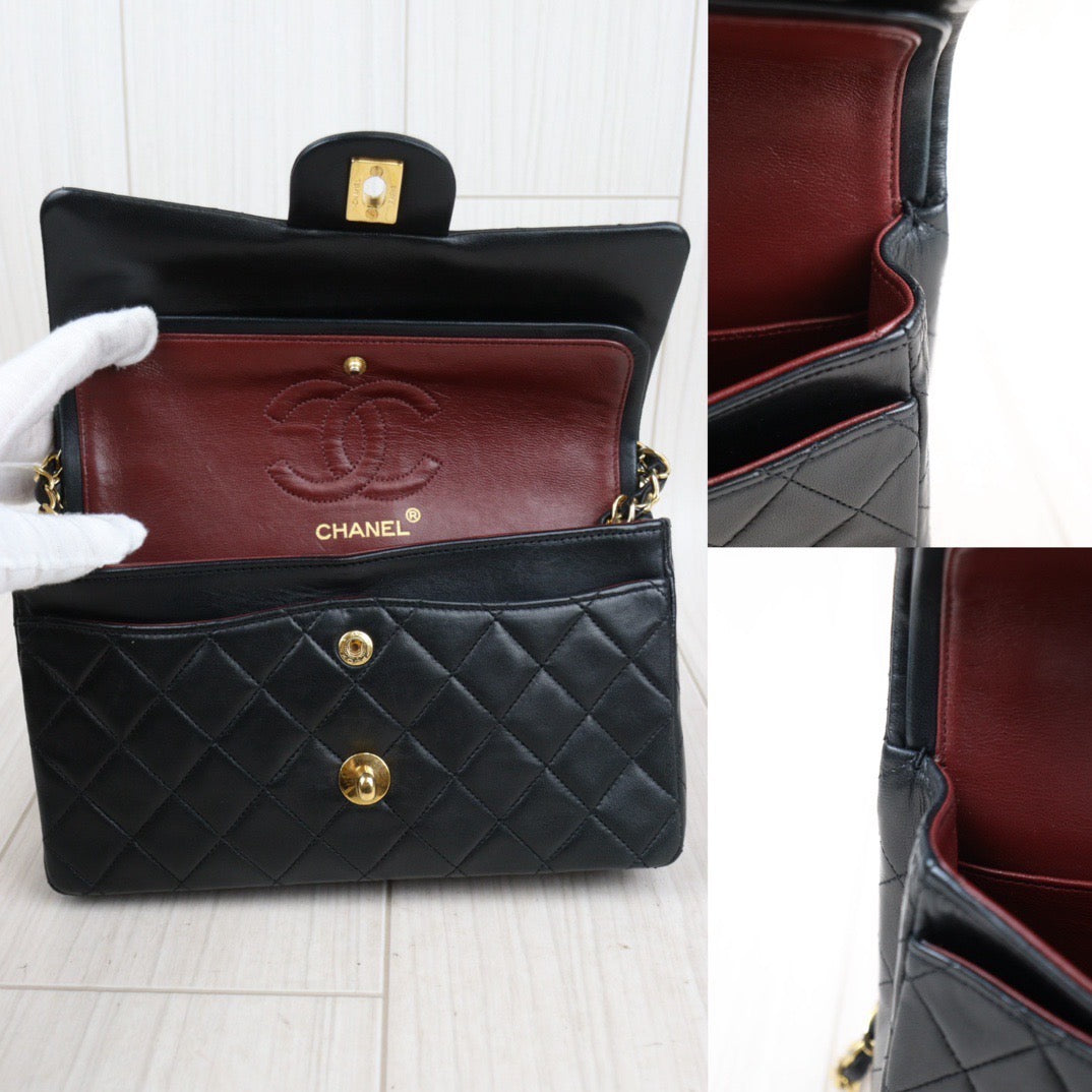 Rank AB ｜ CHANEL Matrasse Double Flap 23 Shoulder Bag Black  Made In 1986-1988 Year｜23122401