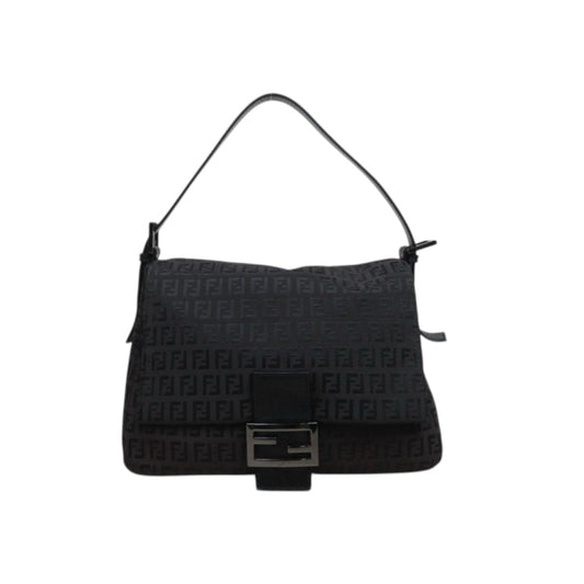 Include Entrupy Certificate of Authenticity｜Good ( Rank AB)｜ FENDI Zucca Mamma  Baguette Black and Gold Hardware Shoulder Bag Brown｜26032604