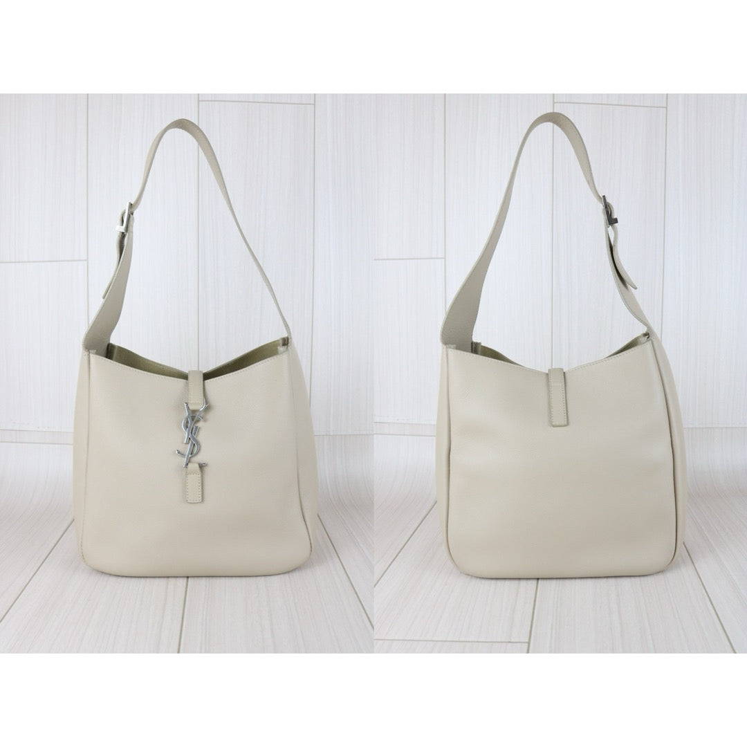 Very Good ( Rank A)｜  Saint Laurent YSL Calf Leather  LE 5A7 Hobo Shoulder Bag PM Sea Salt Color｜S25110317