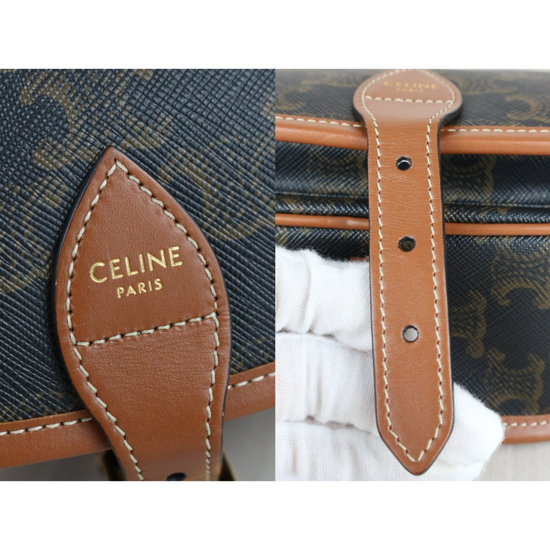 Good ( Rank AB)｜ CELINE Macadam Triomphe Cross Body Shoulder Bag Current Model｜S24122405