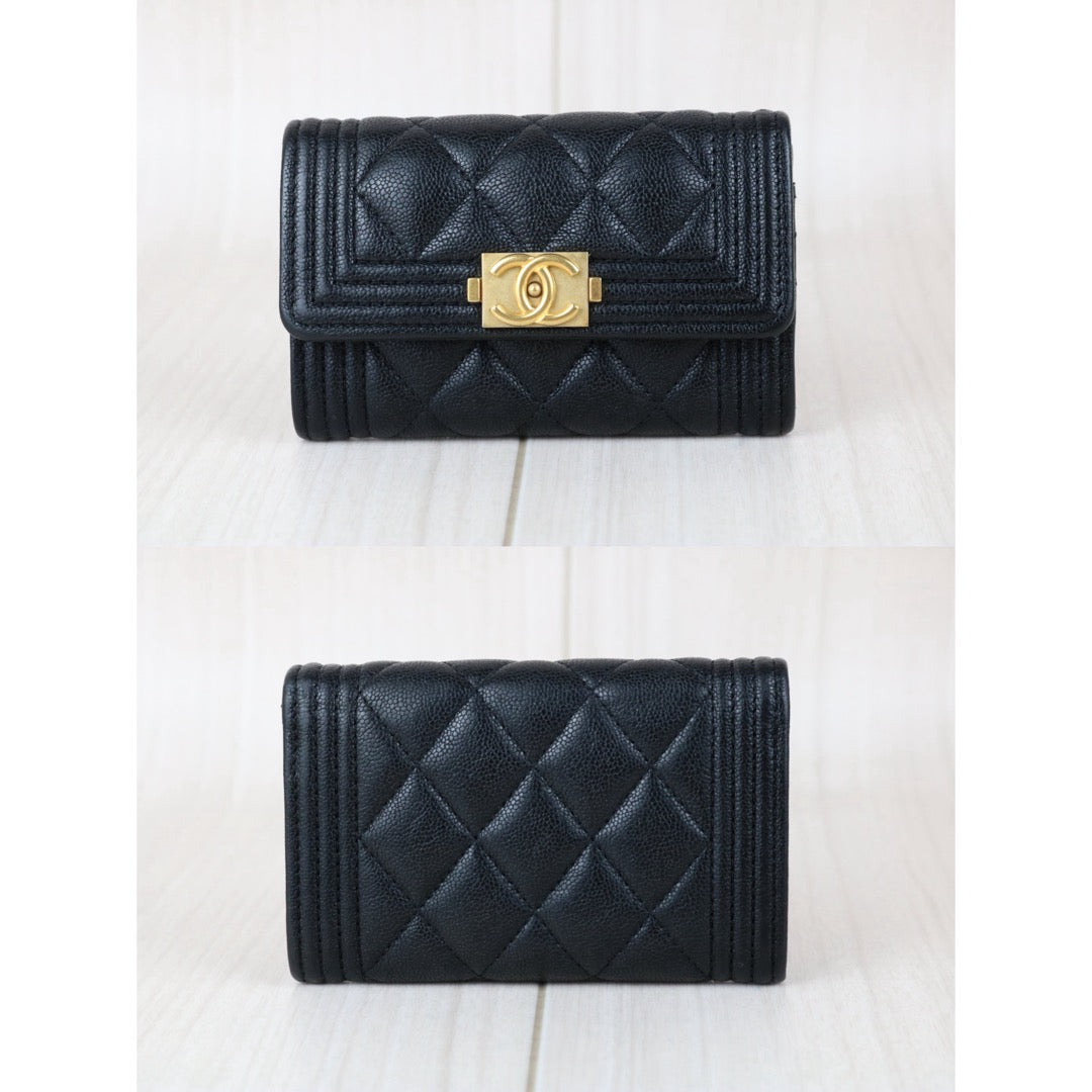 Include Entrupy Certificate of Authenticity｜Excellent（Rank SA）｜Full Set Chanel Caviar Skin Black Leboy Card Holder Made In 2019Year ｜X26051703