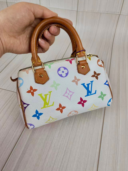 LV Multi Monogram Mini Speedy White Handbag