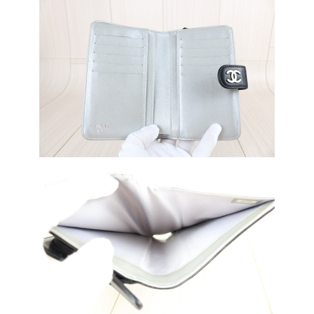 Include Entrupy Certificate of Authenticity｜Very Good ( Rank A)｜CHANEL Lambskin Camellia Embossed Flap Black Wallet Made In 2012-2013Year｜X26062909