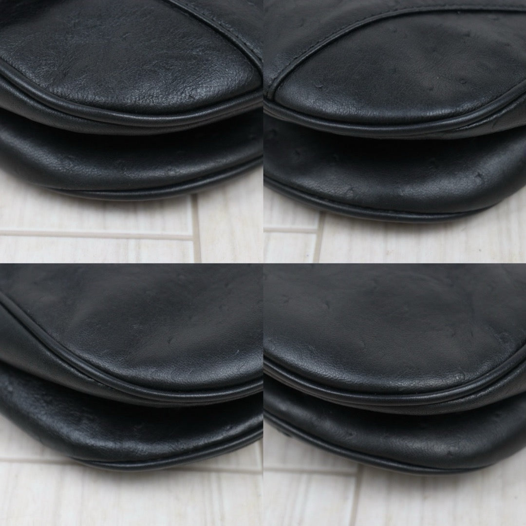 Good ( Rank AB)｜Dior Saddle Ostrich Skin Shoulder Bag  Black ｜S25102305