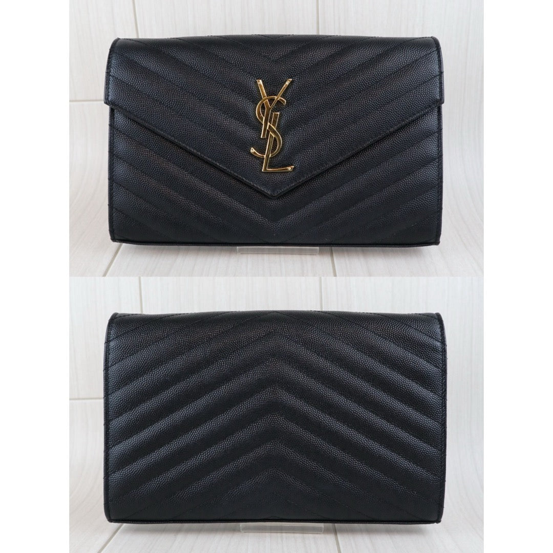 Very Good ( Rank A)｜  Saint Laurent YSL Caviar Skin Shoulder Bag Black MM｜W25103001