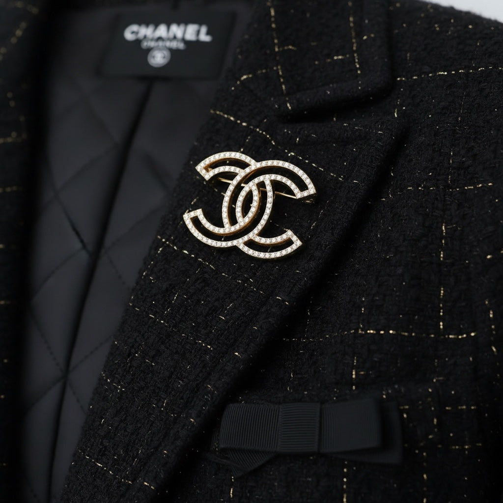Include Authentic Detective Certificate of Authenticity｜Very Good ( Rank A)｜ CHANEL A17V Coco Mark Rhinestone Brooch Made in 2017 Year｜26070702