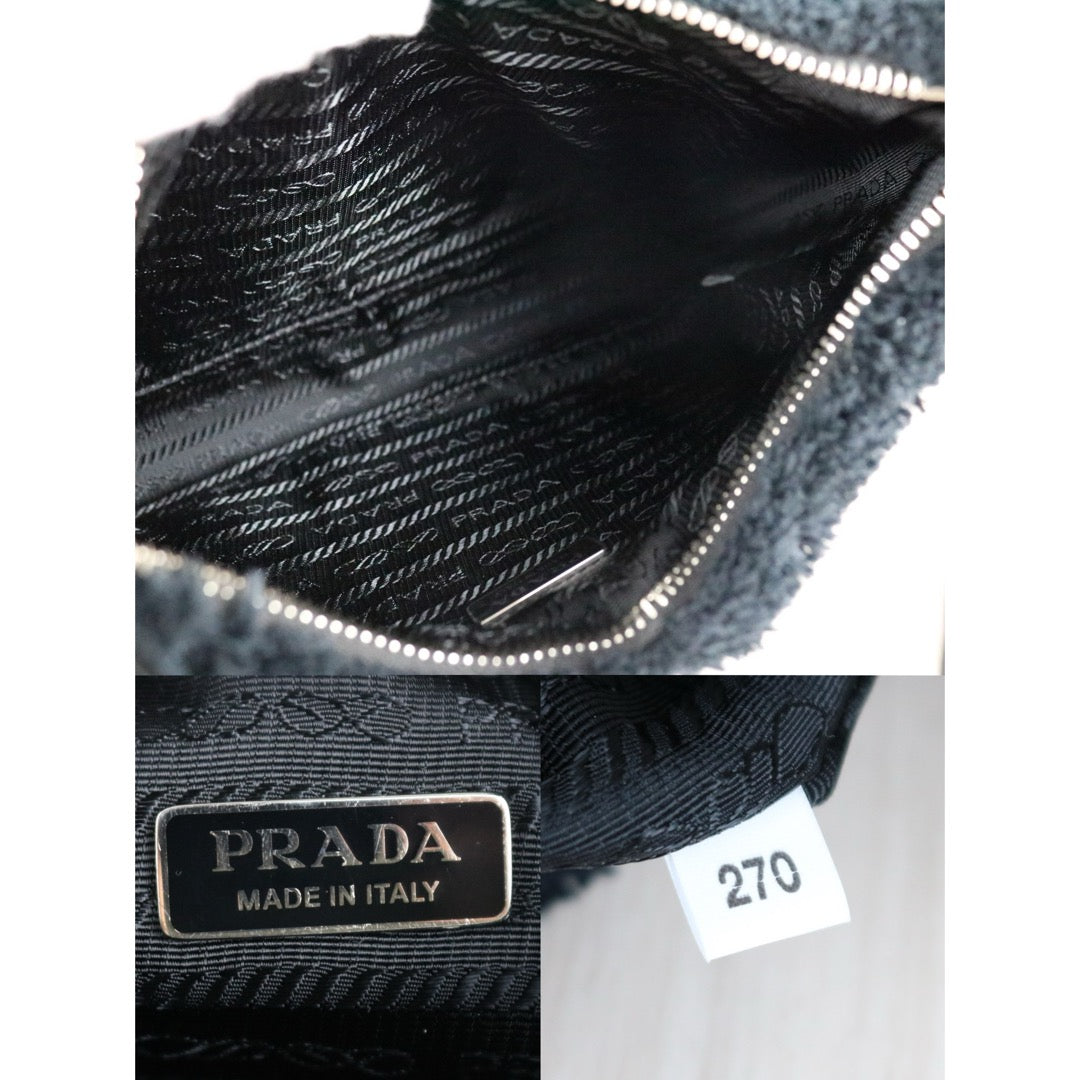 Very Good ( Rank A) ｜ PRADA Re-Edition 2000 Plush HOBO HandBag Black｜S25101607